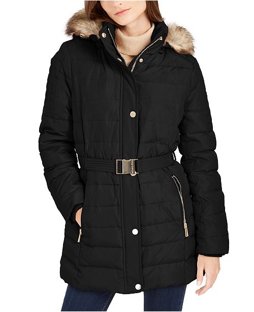 Michael Kors Faux Fur Trim Hooded Down Coat Created For Macy S