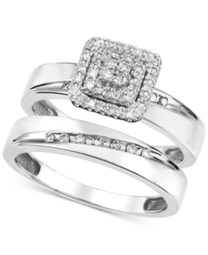 image of Diamond Square Cluster Bridal Set (1/5 ct. t.w.) in 14k White Gold
