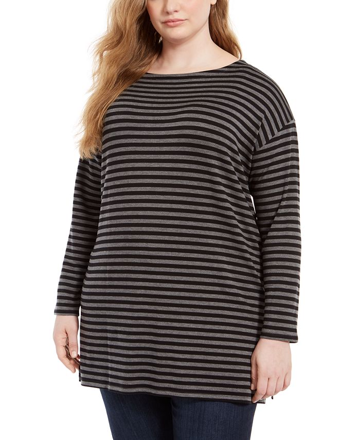 Eileen Fisher Plus Size Striped Tunic Top - Macy's