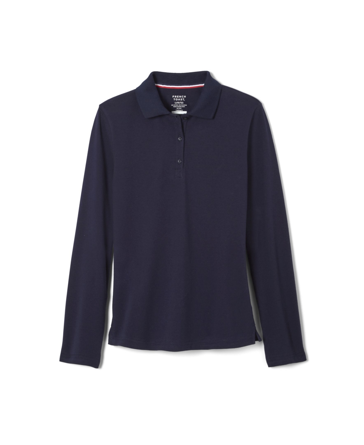French Toast Big Girls Long Sleeve Stretch Pique Polo Shirt In Navy