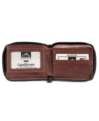 Casablanca Collection Men's RFID Secure Center Zippered Wallet with Removable Passcase