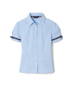 image of French Toast Big Girls Short Sleeve Ribbon Bow Blouse