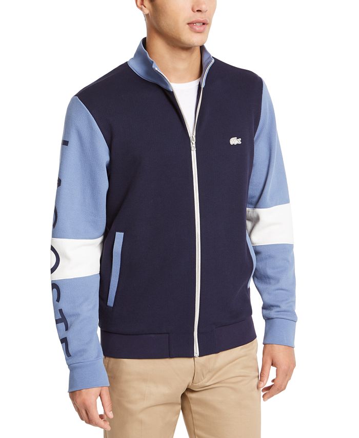 Lacoste Men's Waffle Knit Colorblocked Track Jacket, Created for Macy's ...