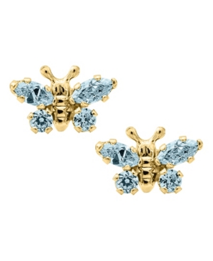 Children’s Birthday Cubic Zirconia Butterfly Earrings in 14k Yellow Gold
