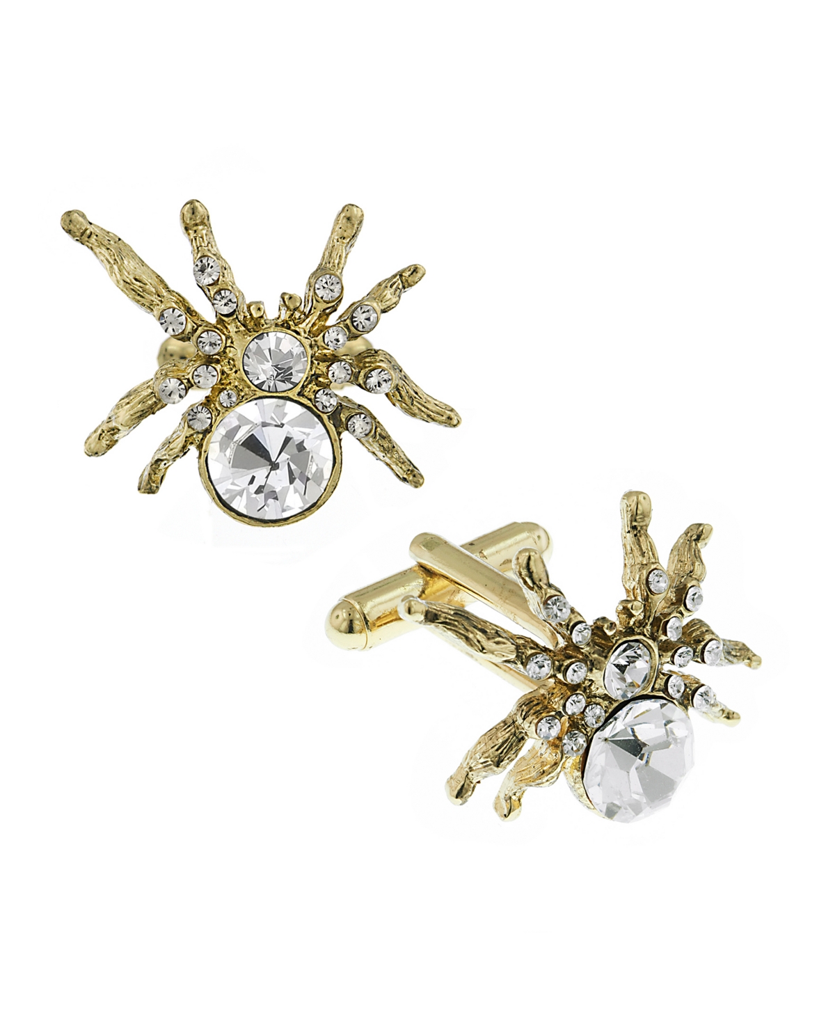 Jewelry 14K Gold Plated Crystal Spider Cufflinks - Blue