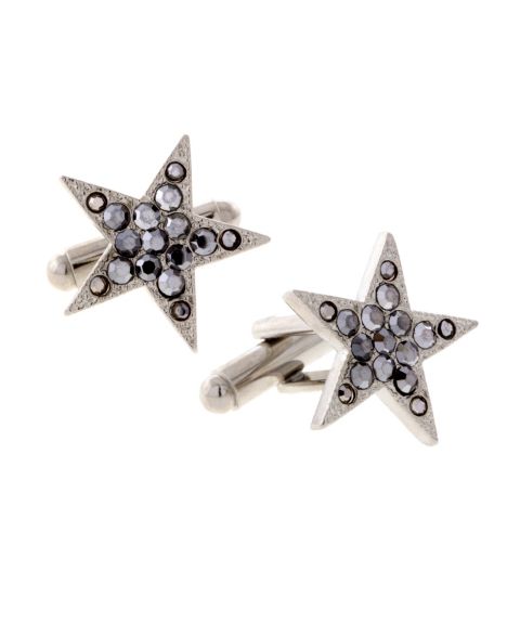 Мужские запонки 1928 Jewelry Silver-Tone Crystal Star Cufflinks