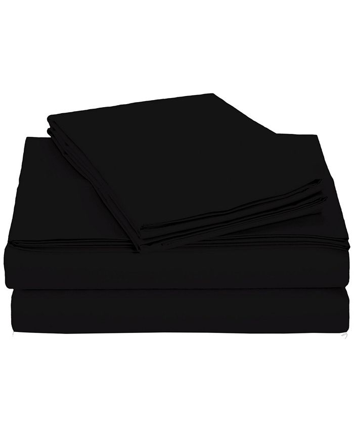 Universal Home Fashions - University 6 pc Black Solid Queen Sheet Set