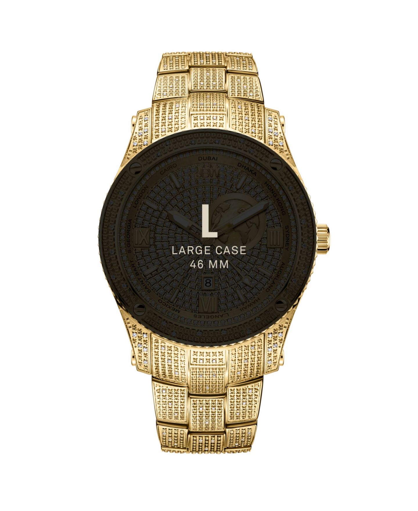 Мужские часы Jbw Jet Setter GMT 18K Gold-Plated Stainless Steel Bracelet Watch 46mm, цвет: Золотой — фото 6