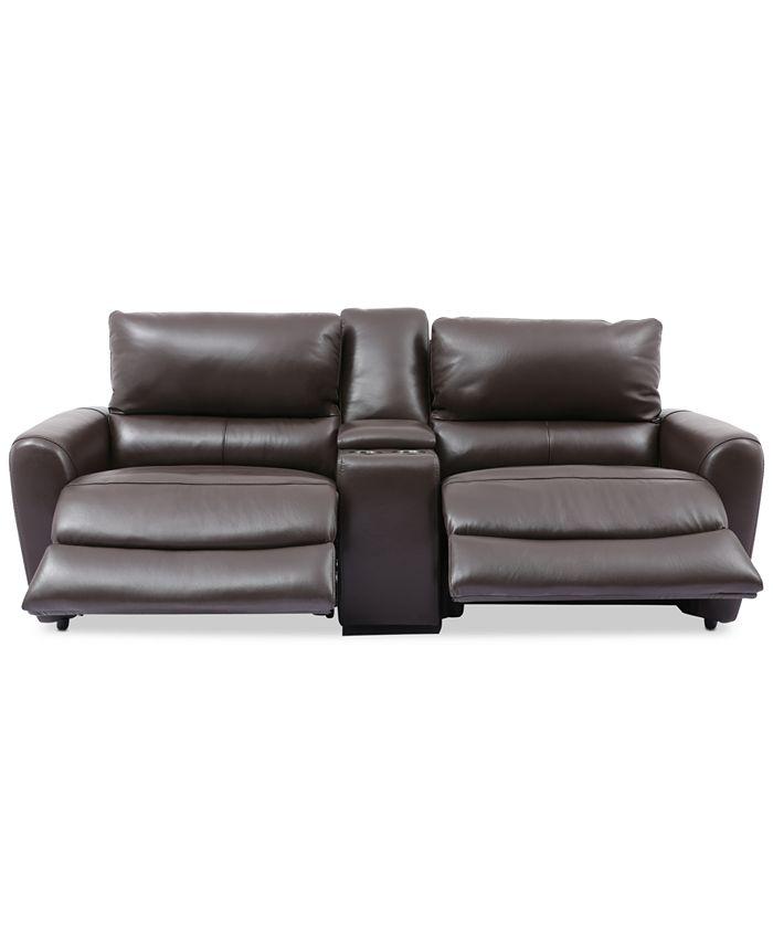 Furniture Danvors 3Pc. Leather Sectional Sofa with 2 Power Recliners
