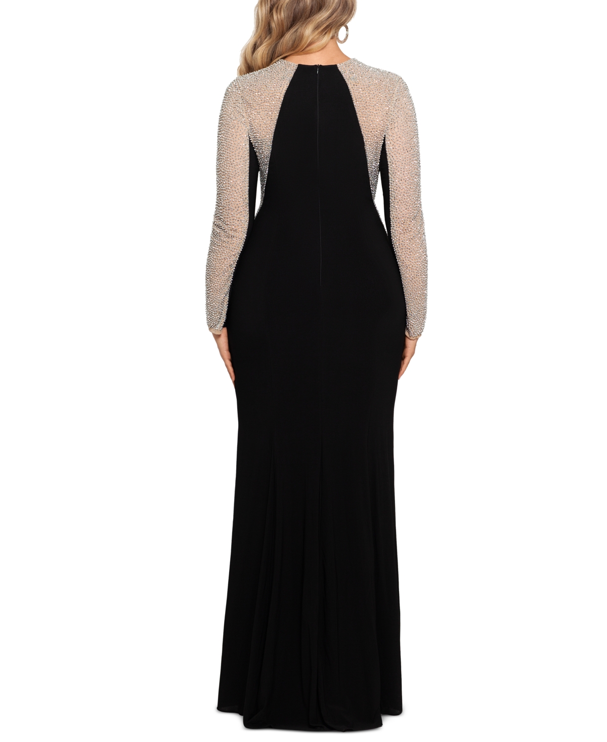 Shop Xscape Plus Size V-neck Gown In Black,nude