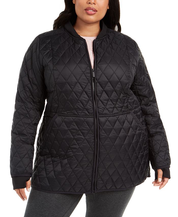 Calvin Klein Plus Size Quilted Hooded Jacket & Reviews - Jackets ...
