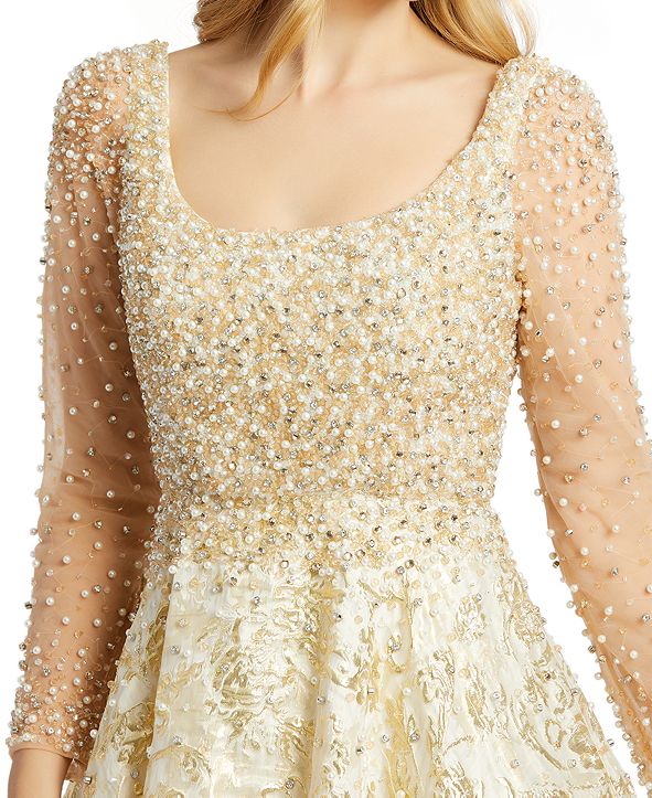 MAC DUGGAL Embellished Long-Sleeve Gown & Reviews - Dresses - Women - Macy&#39;s