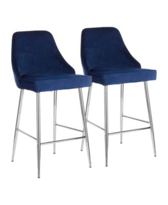 Lumisource - Marcel Chrome Counter Stool, Quick Ship (Set of 2)