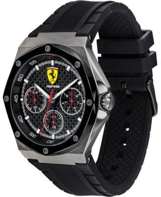 Ferrari Men's Aspire Black Silicone Strap Watch 44mm