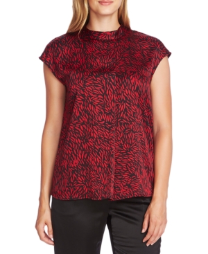 VINCE CAMUTO PRINTED MOCK-NECK TOP