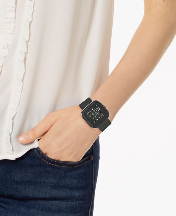 Fitbit Versa 2 Black Elastomer Strap Touchscreen Smart Watch 39mm ...
