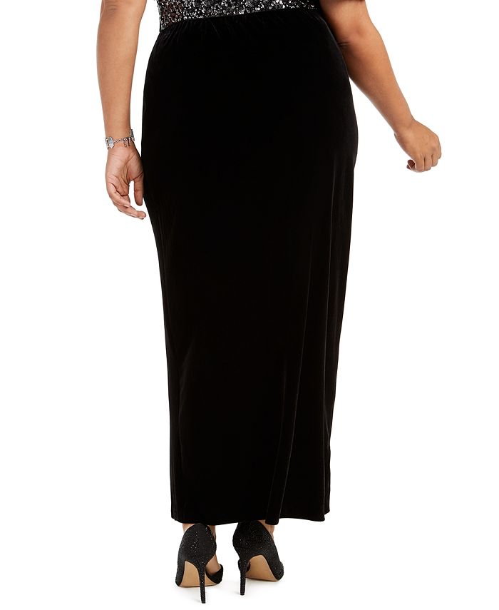 maxi plus size velvet skirts