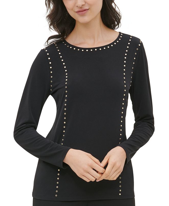 Calvin Klein Studded LongSleeve Top & Reviews Tops Women Macy's