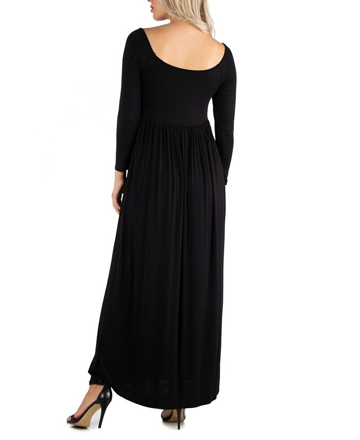 24seven Comfort Apparel Women's Long Sleeve Pleated Maxi Dress - Macy's