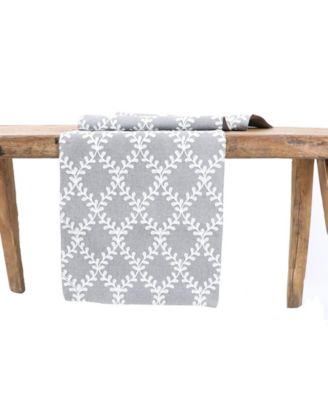 Manor Luxe Piluki Leaf Crewel Embroidered Table Runner