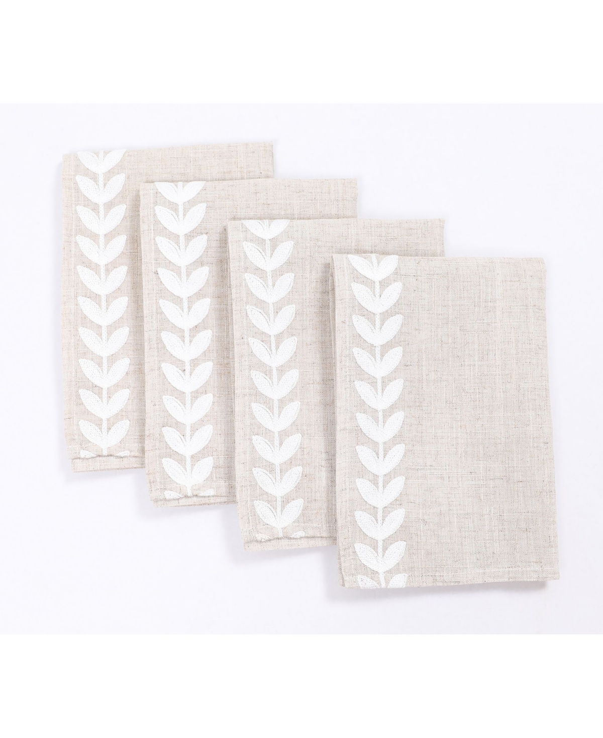 Manor Luxe Cute Leaves Crewel Embroidered Napkins 20
