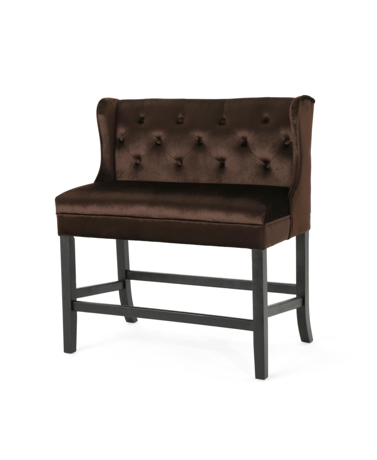 Noble House Jenna Winged Tufted Barstool In Beige