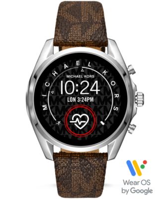 Michael Kors Access Bradshaw 2 Brown Logo Leather Smart Watch Strap 
