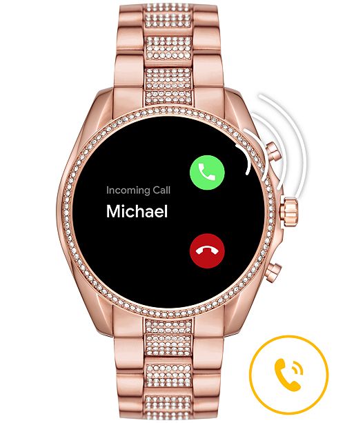 michael kors bradshaw rose tone & pink bracelet smart watch