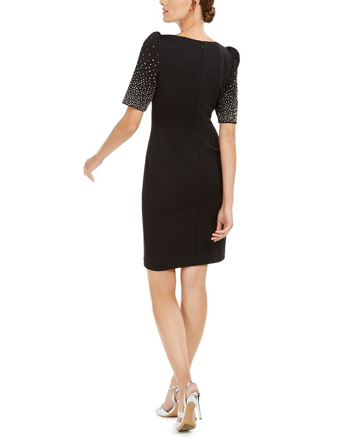 Calvin Klein Embellished-Sleeve Sheath Dress & Reviews - Dresses ...