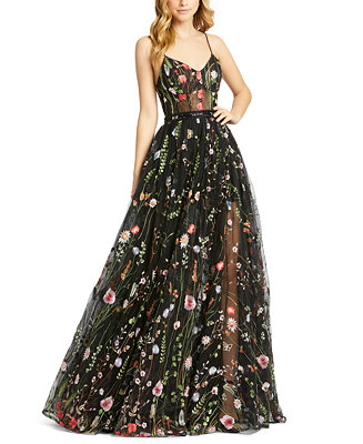 MAC DUGGAL Embroidered Floral Gown - Macy's