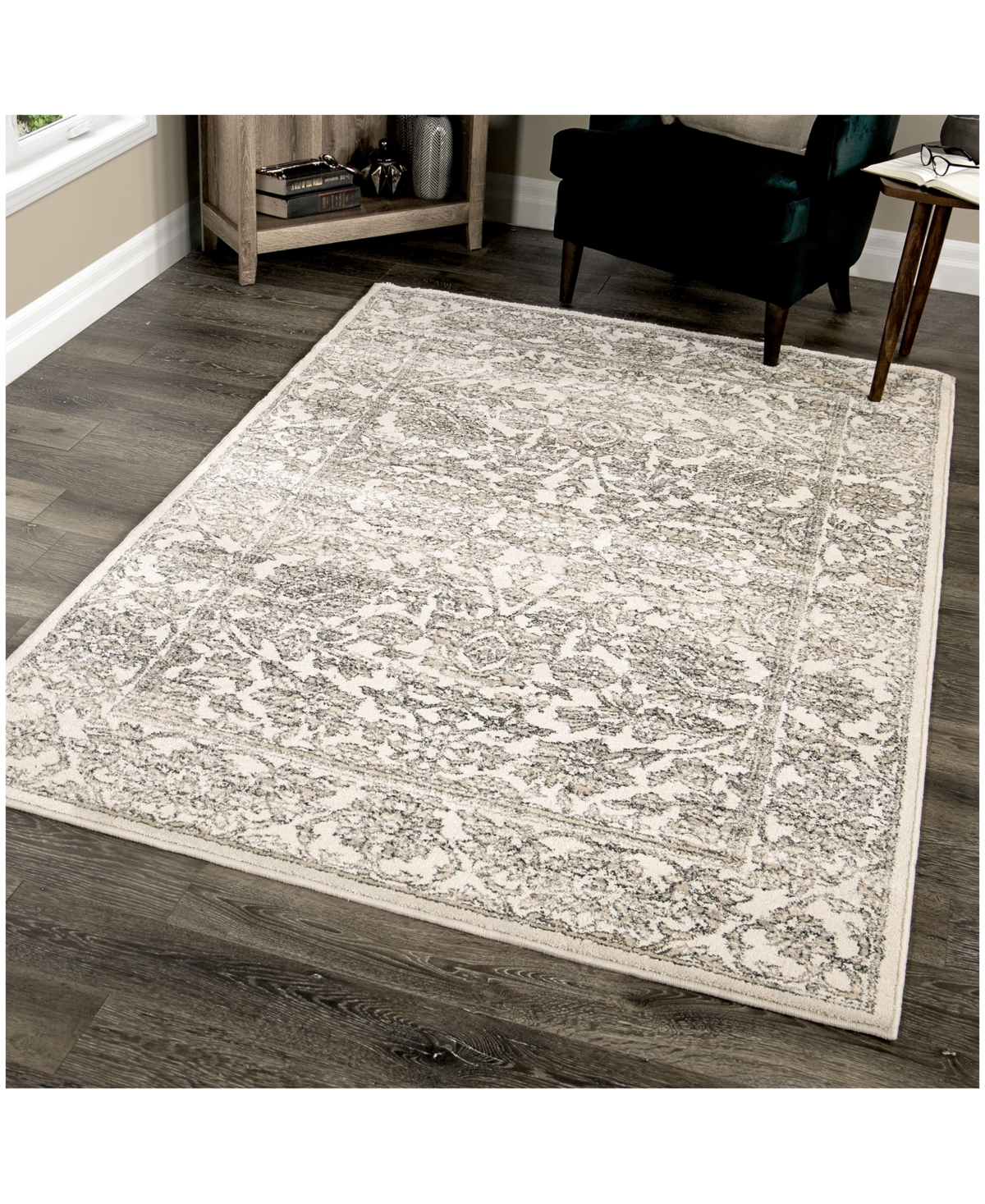 Orian Riverstone Persian Tonal Light Gray 9 'x Area Rug