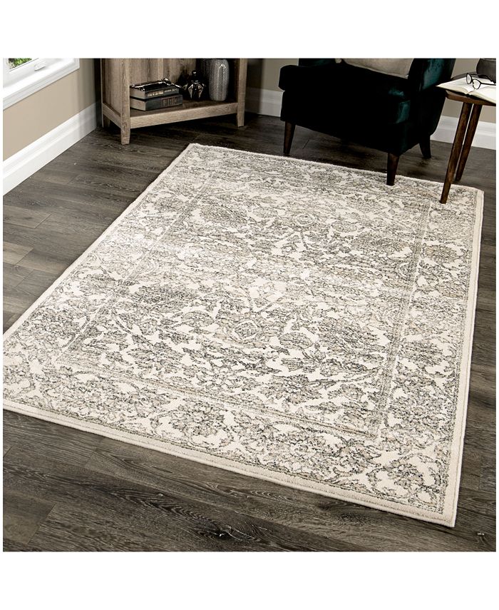 Orian Rugs Orian Riverstone Persian Tonal Light Gray 9 'x 13' Area Rug ...