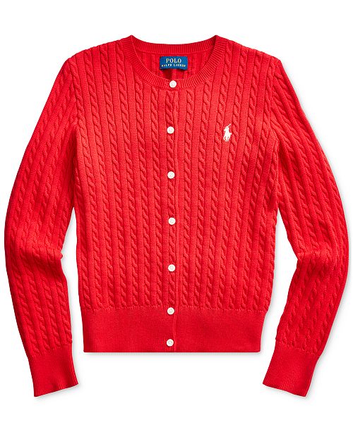 Big Girls Cable Knit Cotton Cardigan