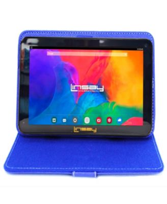 LINSAY - 7" New Quad Core Tablet Bundle with Leather Case Android 10 Dual Camera