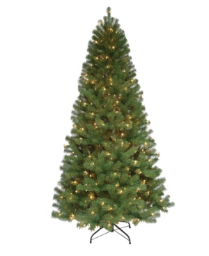 Santa's Workshop 7.5' Hinged Tree With Ul Lights In Green