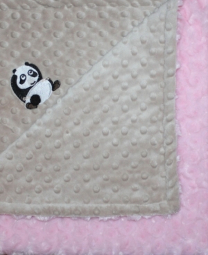image of Lil- Cub Hub Minky Baby Girl Blanket With Embroidered Panda