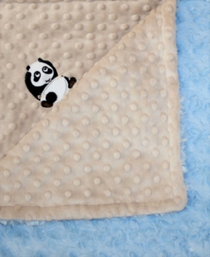 image of Lil- Cub Hub Minky Baby Boy Blanket With Embroidered Panda