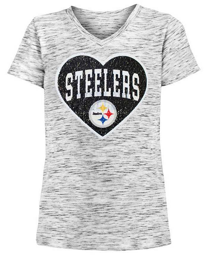 Pittsburgh Steelers Girls Heart Scoop Long Sleeve Tee