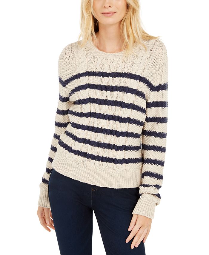 Weekend Max Mara Striped Cable-Knit Sweater - Macy\'s