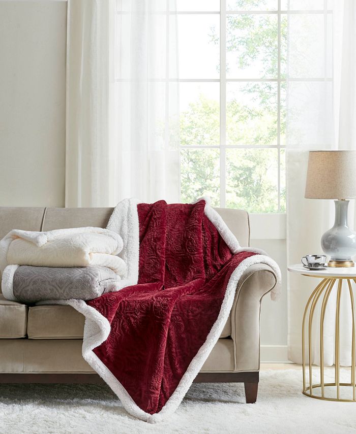 Martha Stewart Collection Solid Reversible Sherpa Throw, Created for