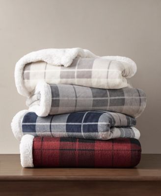Martha Stewart Collection - Plaid Reversible Sherpa Throw