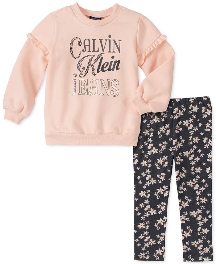 Calvin Klein Toddler Girls 2-Pc. Fleece Sweatshirt & Printed Leggings Set &  Reviews - Sets & Outfits - Kids - Macy's