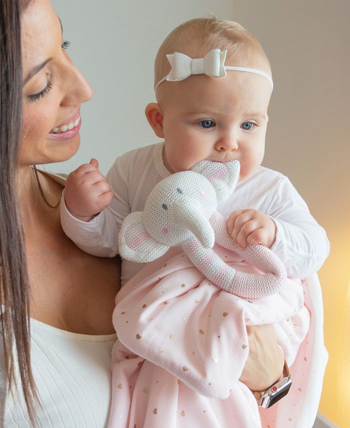 Living Textiles Metallic Heart Print Jersey and Sherpa Baby Blanket