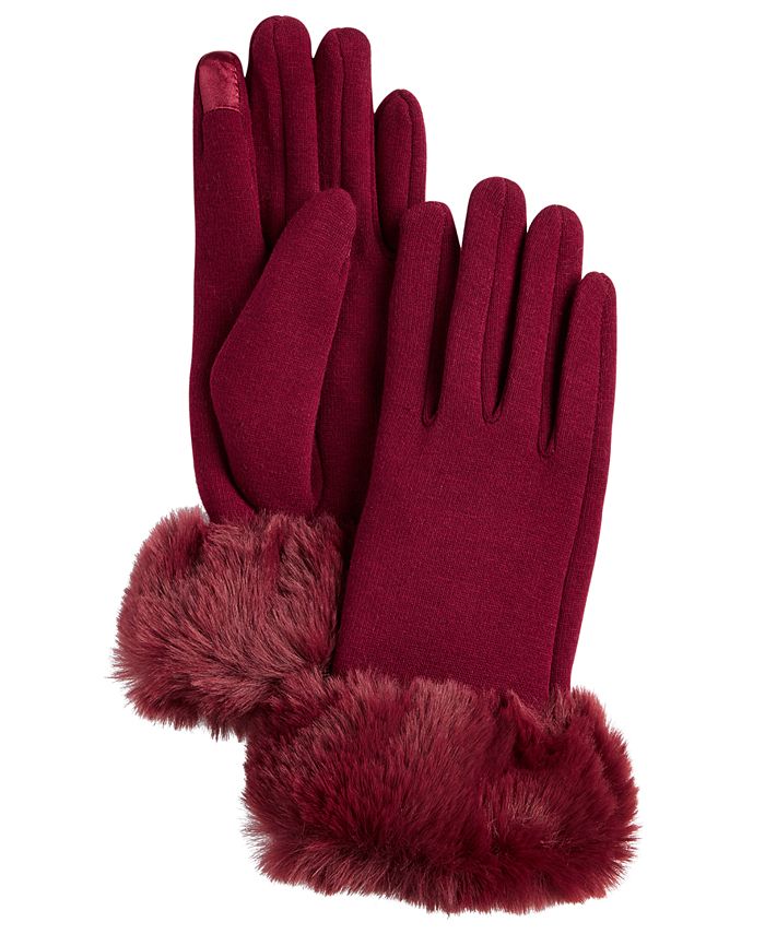 Marcus Adler Women's Faux Fur Cuff Jersey Touchscreen Glove - Macy's