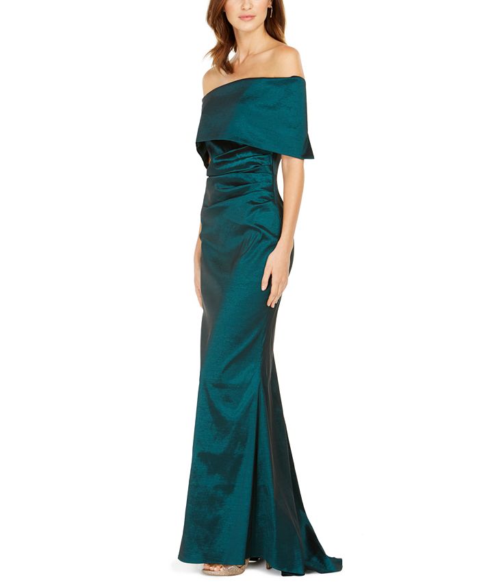 Vince Camuto Satin Foldover Off-The-Shoulder Gown - Macy's
