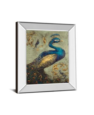Peacock on Sage I by Tiffany Hakimipour Mirror Framed Print Wall Art - 22" x 26"