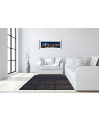 New York At Night Xi by James Mcloughlin Mirror Framed Print Wall Art - 18" x 42"