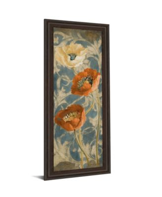Classy Art Poppies De Bleu II by Lanie Loreth Framed Painted Print Wall Art - 18" x 42"