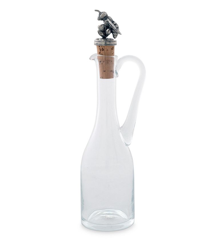 Bee Cruet Glass Bottle with Pewter Cork Stopper by Vagabond House