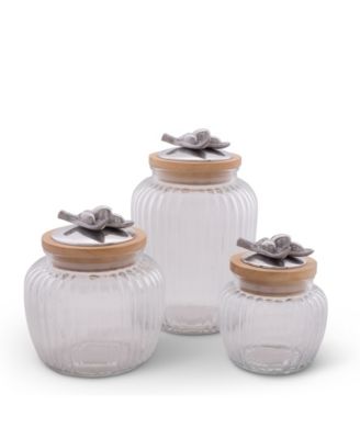 Canister Glass for Kitchen with Rubber Airtight Seal for Food Storage Olive Pattern Knob